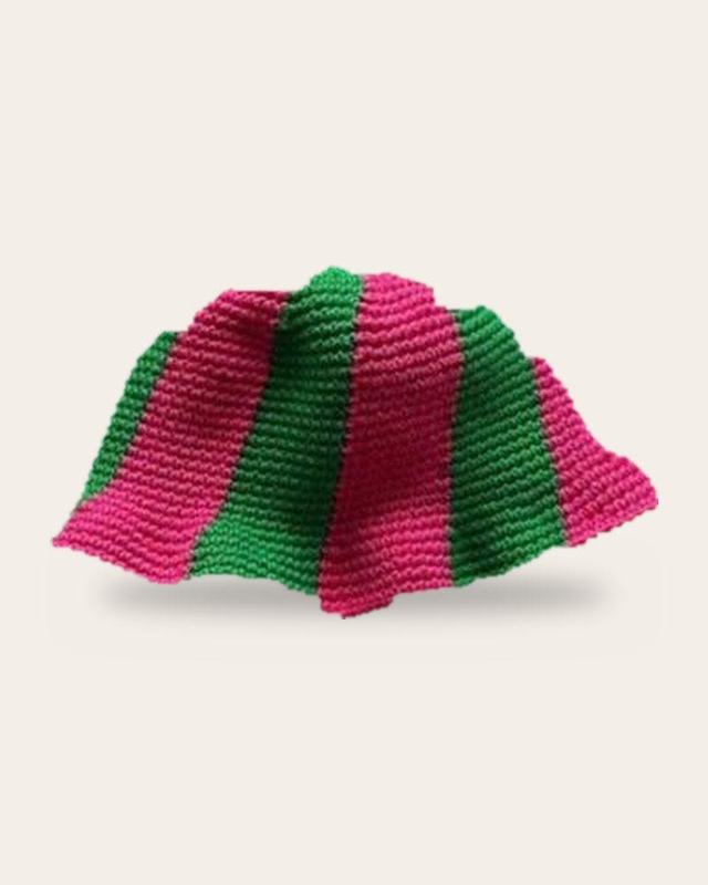 Bubblegum Stripe Bucket Hat, handmade crochet bucket hat