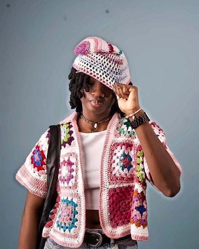 Customer wearing Hookagé handmade crochet, photo 4