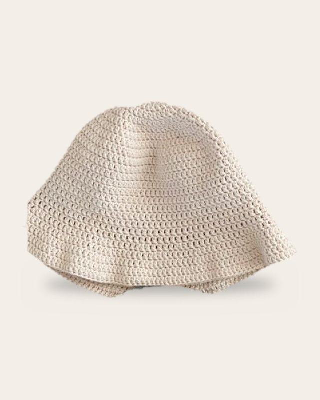 Cream Classic Bucket Hat, handmade crochet bucket hat