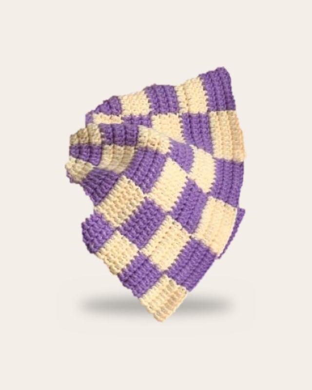 Lavender Checker Bucket Hat, handmade crochet bucket hat